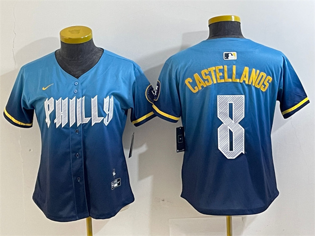 Youth Philadelphia Phillies #8 Nick Castellanos Blue 2024 City Connect Limited Stitched Baseball Jersey Youth Philadelphia Phillies #8 Nick Castellanos Blue 2024 City Connect Limited Stitched Baseball Jersey